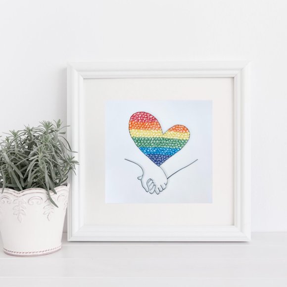 Hand in Hand Spread Love and Joy with our Quilled Rainbow Heart Home Décor - Picture 2 of 2